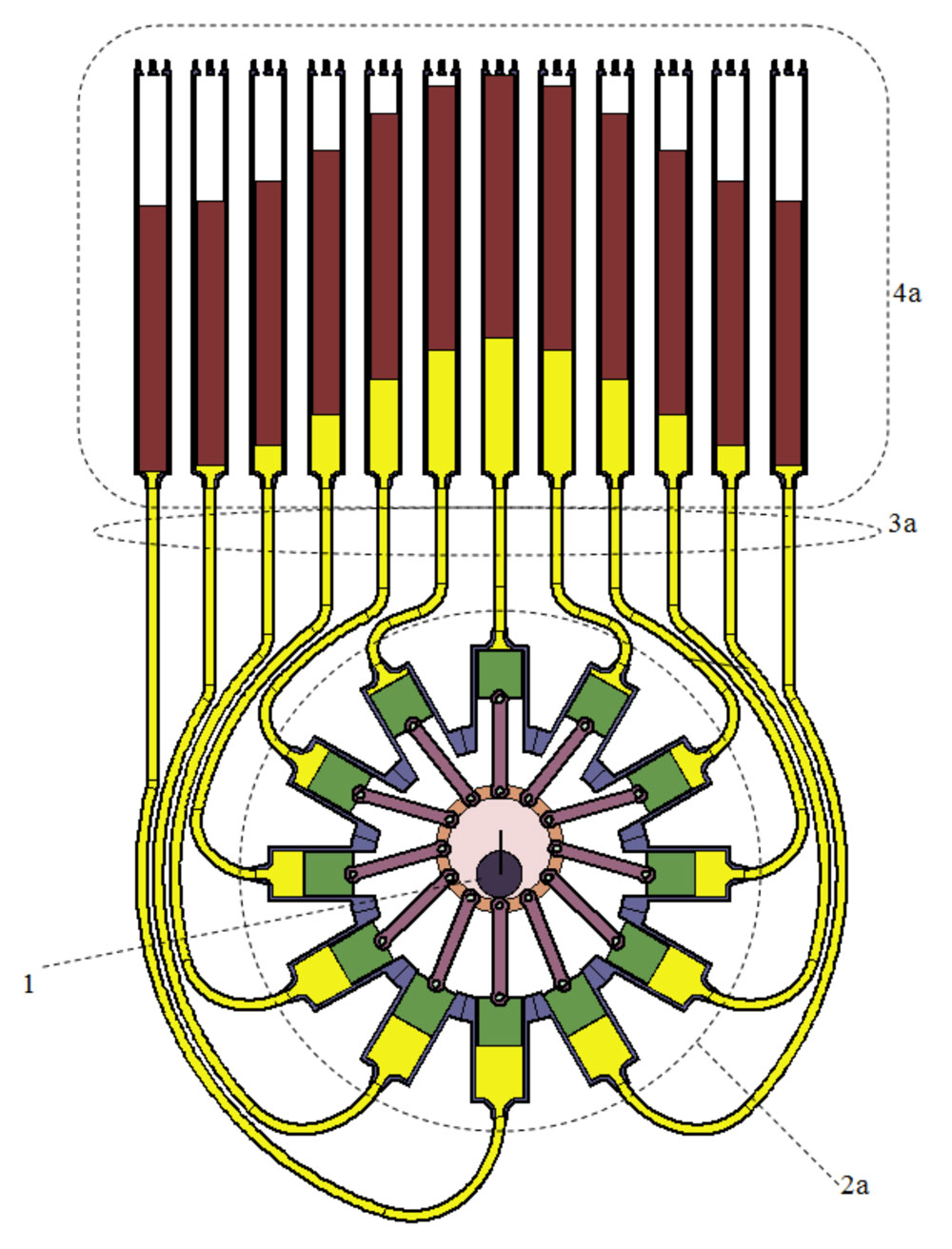 A single stage of the liquid-piston compressor/expander